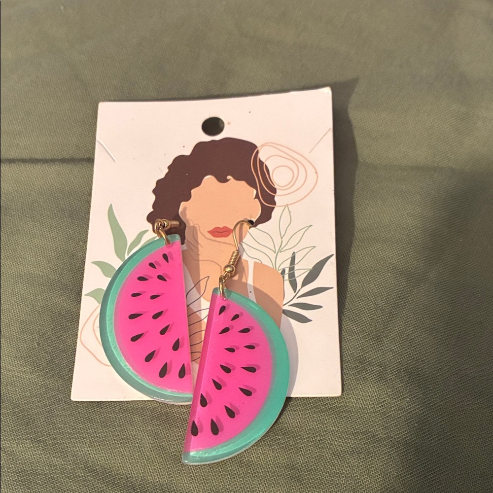Watermelon Slice Earrings - Picture 1 of 1